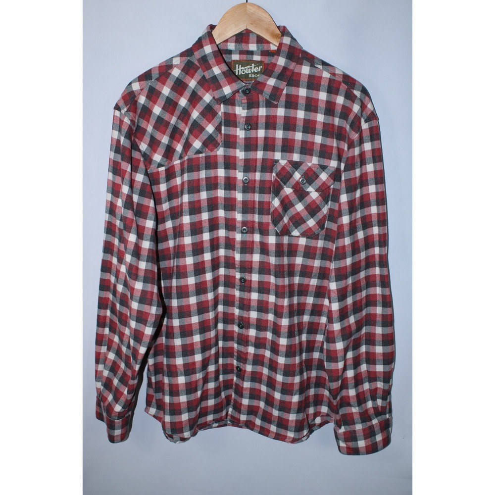 Howler Bros. Men's Large Multicolor Red Check Western Flannel Shirt